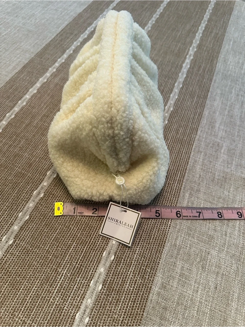 Shiraleah Sherpa clutch ivory white teddy fluffy cloud dumpling makeup pouch bag